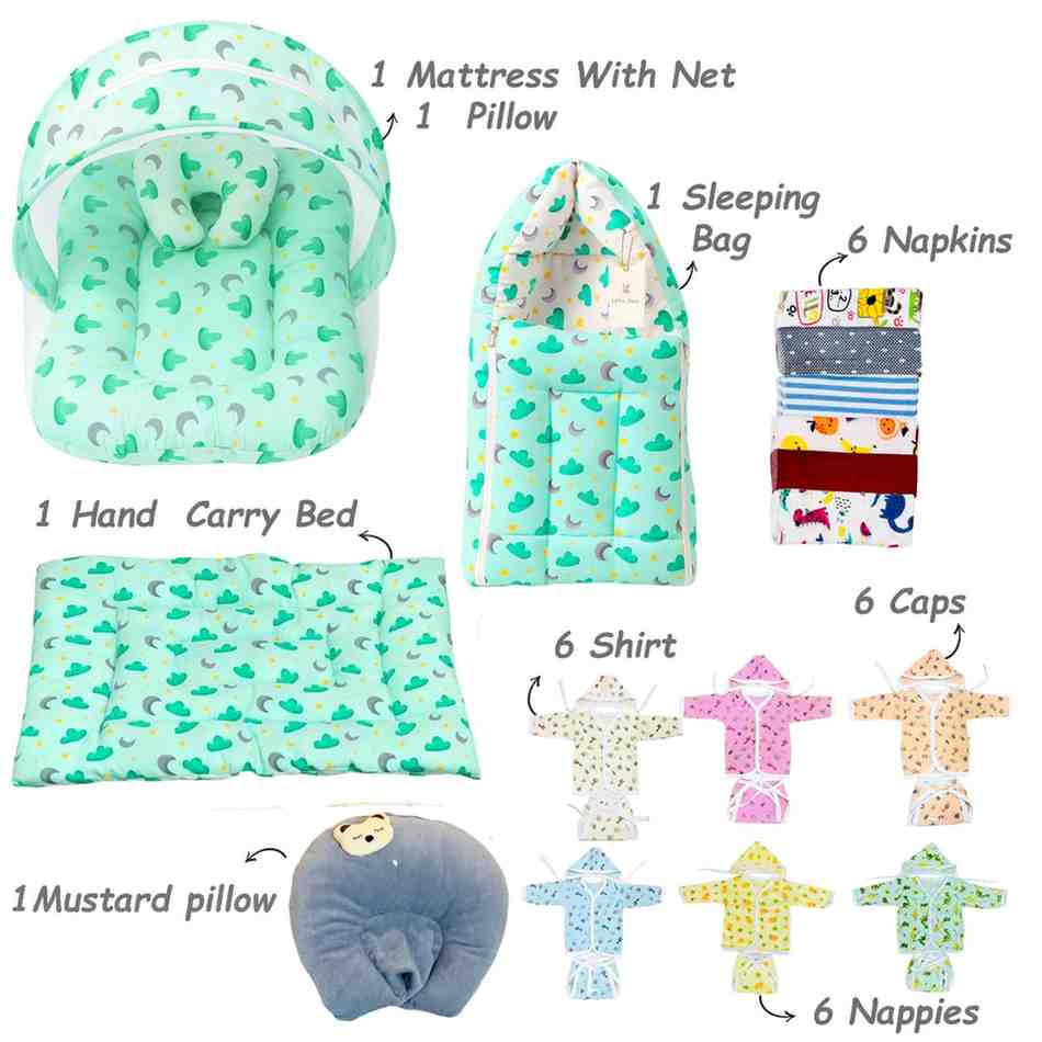 FARETO NEWBORN BABY PREMIUM QUALITY 76 IN 1 COMBO FOR SUMMER SEASON | SUPERSOFT COTTON  (0-6 MONTHS)(F343)