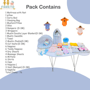 FARETO BABY PREMIUM QUALITY 76 IN 1 COMBO FOR SUMMER SEASON | SUPERSOFT COTTON (0-6 MONTHS)(F536)
