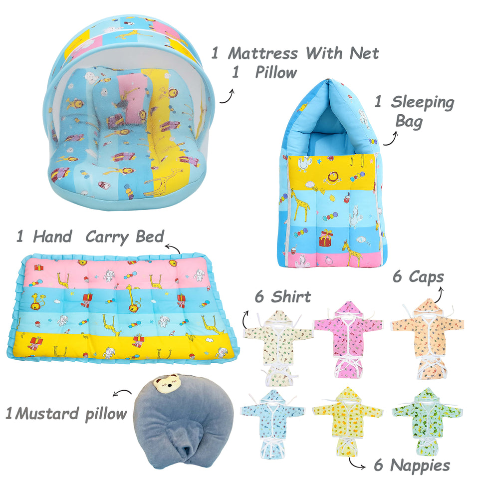 FARETO NEWBORN BABY PREMIUM QUALITY 76 IN 1 COMBO FOR SUMMER SEASON | SUPERSOFT COTTON (0-6 MONTHS)(F541)