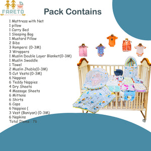 FARETO BABY PREMIUM QUALITY 76 IN 1 COMBO FOR SUMMER SEASON | SUPERSOFT COTTON (0-6 MONTHS)(F530)