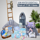 Fareto Baby Boy's & Girl's Semi Winter Hospital Essential Combo for New Born | Gift Pack | Baby Products | Maternity Essentials | Bedding Set (77 Items)(0-6 Months)(F696)