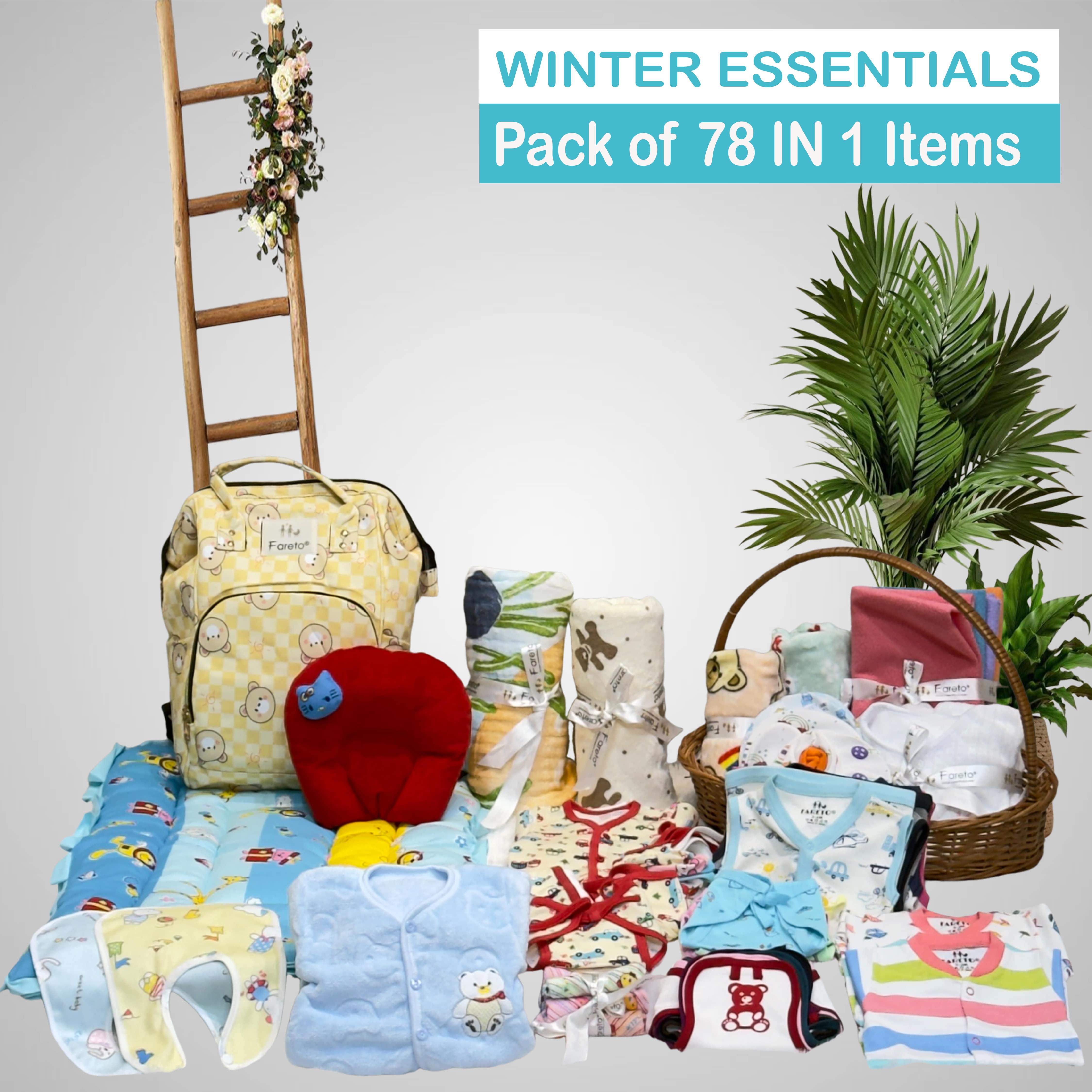 FARETO NEW BORN BABY WINTER  AND SEMI WINTER SEASON HOSPITAL ESSENTIALS 78 IN 1 (0-6 MONTHS)(F399)