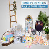 Fareto Newborn Baby Summer Hospital Essentials Combo | 78-in-1 Maternity & Bedding Gift Set (0–6 Months)(F701)