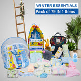 Fareto Baby Winter Essential Combo For New Born | Gift Pack | Baby Products | Maternity Essentials | Bedding Set (79 Items)(0-6 Months)(F658)