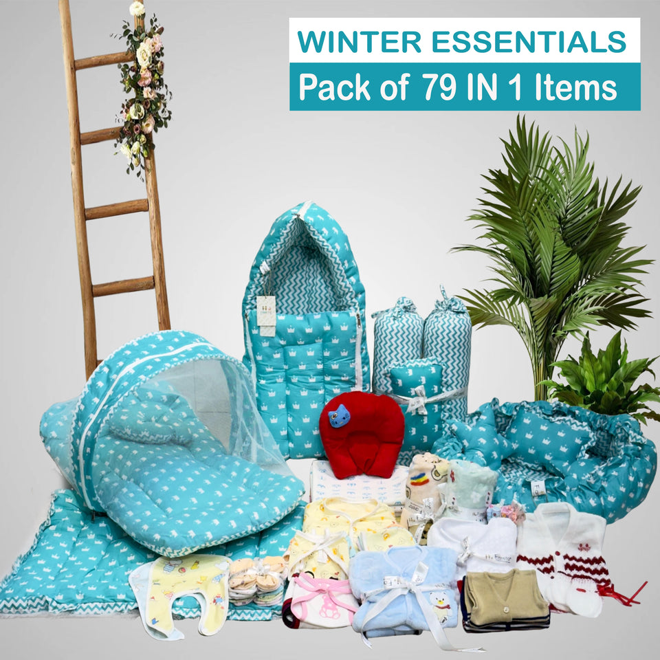 FARETO NEW BORN BABY PREMIUM QUALITY PURELY WINTER ESSENTIALS 79 IN 1 ( 0-6MONTHS)(F412)