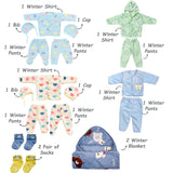 Fareto Baby Winter Essential Combo For New Born | Gift Pack | Baby Products | Maternity Essentials | Bedding Set (79 Items)(0-6 Months)(F652)