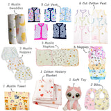 Fareto Newborn Baby Summer Hospital Essentials Combo | 79-in-1 Maternity & Bedding Gift Set (0–6 Months)(F702)
