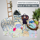 Fareto Baby Winter Essential Combo For New Born | Gift Pack | Baby Products | Maternity Essentials | Bedding Set (79 Items)(0-6 Months)