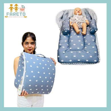 Fareto Baby Travel Friendly for Kids Portable Baby Comfortable Cushioning(0+6 Months)(Grey Crown)