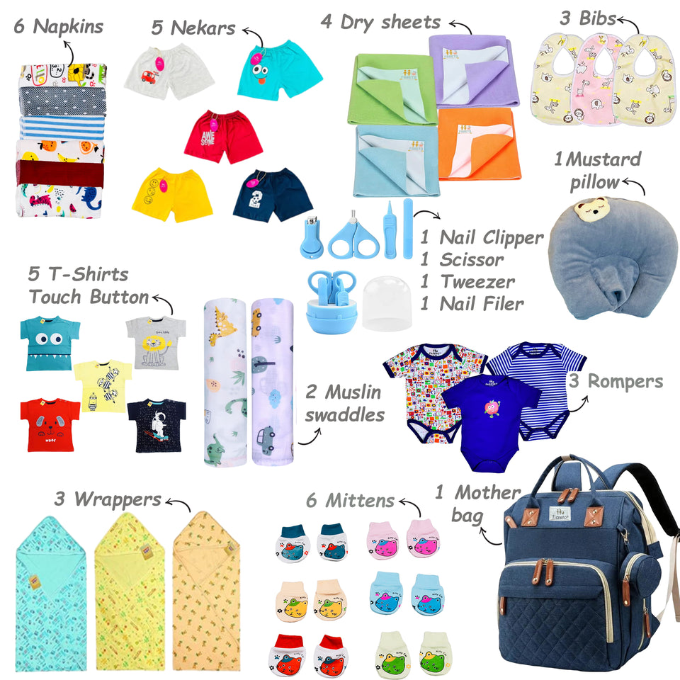 FARETO PREMIUM QUALITY BABY SUMMER ESSENTIALS 80 IN 1 NEW COMBO (0-6MONTHS)(F368)