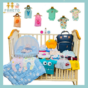 FARETO PREMIUM QUALITY BABY SUMMER ESSENTIALS 80 IN 1 NEW COMBO (0-6MONTHS)