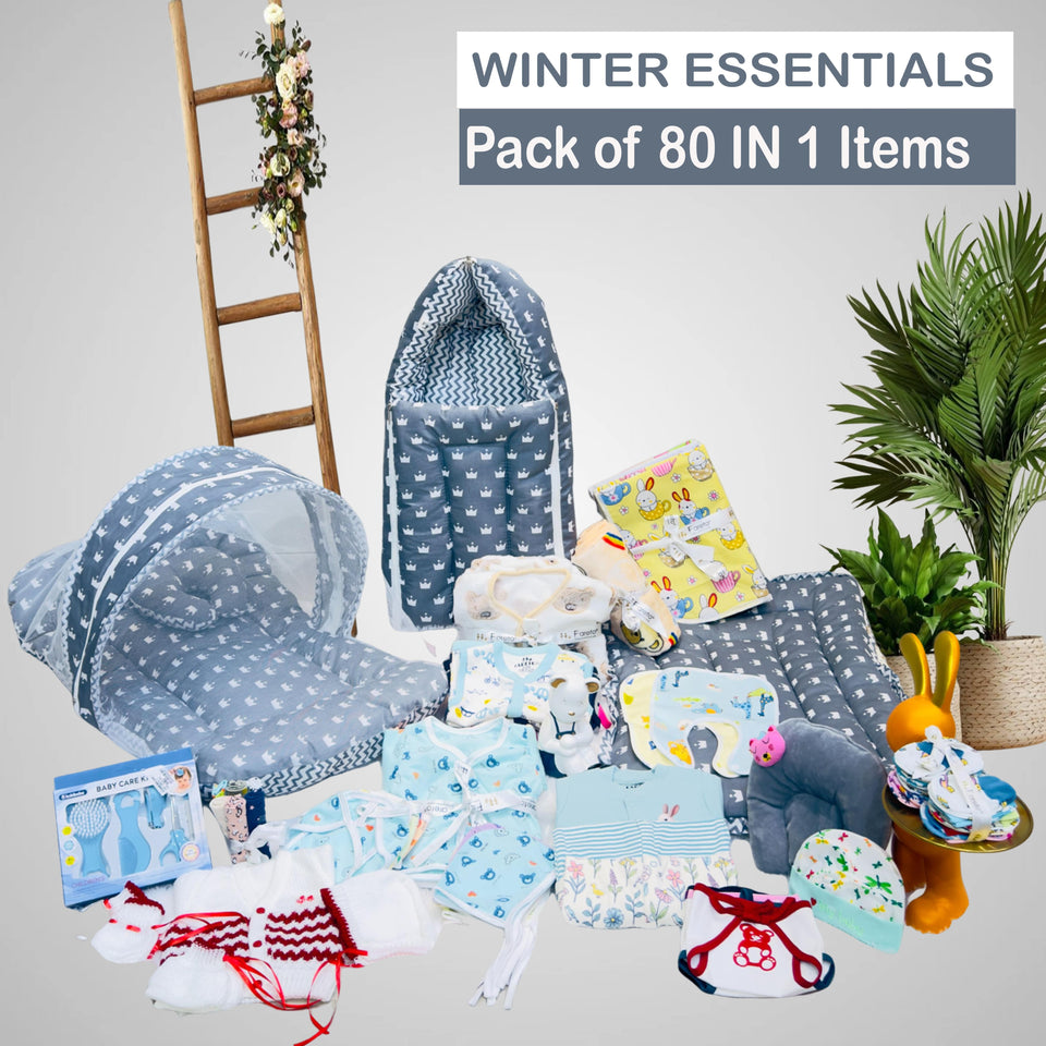 Fareto New Born Baby Semi Winter Hospital Essentials 80 in 1 (0-6 Months)(F237)