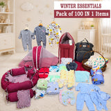Fareto Premium Newborn Baby Hospital Winter Essentials Combo | 100 in 1  Baby Gift Pack | Maternity Essentials & Bedding Set | 0–6 Months(Red polka)(F436)
