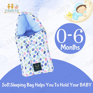 Fareto Combo of Baby Mattress with Net | Sleeping Bag | 4 Pcs Bedding Set(0-6 Months)