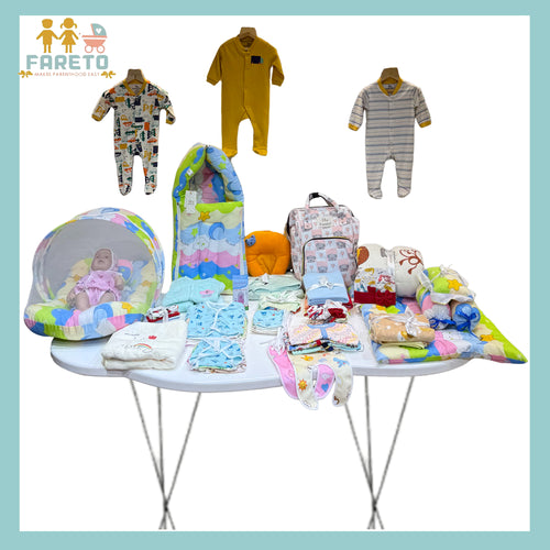 FARETO NEW BORN BABY MONSOON AND SEMI WINTER SEASON HOSPITAL ESSENTIALS 81 IN 1 (0-6 MONTHS)
