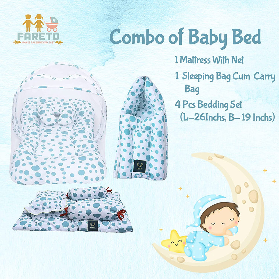 Fareto Baby Polka Dots Complete Sleeping Essential All in One Pack(0-6 Months)