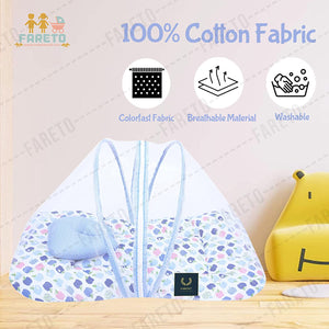 Fareto Combo of Baby Mattress with Net | Sleeping Bag | 4 Pcs Bedding Set(0-6 Months)