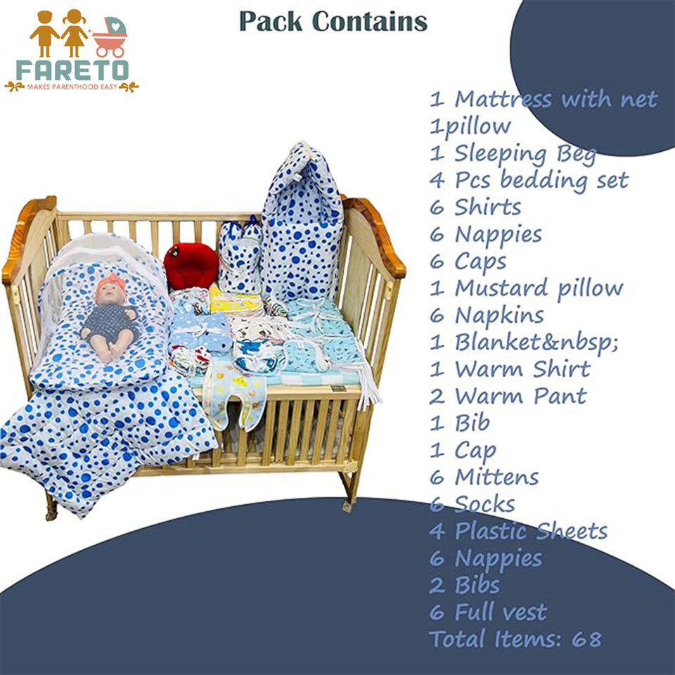 FARETO NEW BORN BABY WINTER SEASON HOSPITAL ESSENTIALS (68 IN 1)(0-6 Months)