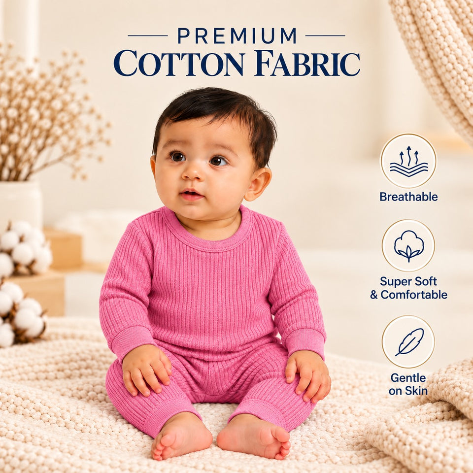Fareto Baby Premium Winter Thermal Set | Full Sleeve Shirt & Pant | Shoulder Touch Button | Soft, Warm & Comfortable | Pack of 2(F814)