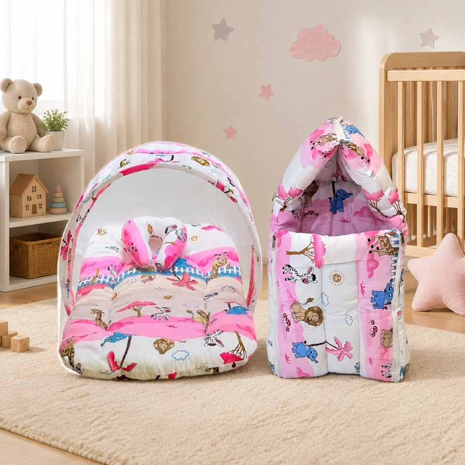Fareto New Born Baby Mattress with Net & Sleeping Bag(0- 4Months)(ziffi)(F38)