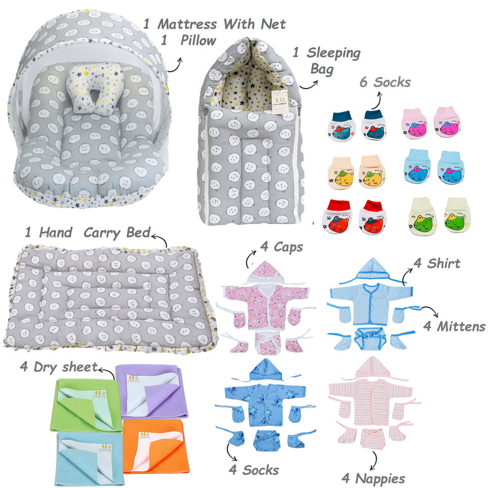 FARETO NEW BORN BABY PREMIUM QUALITY PURELY WINTER ESSENTIALS 84 IN 1 ( 0-6MONTHS)(F454)