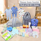 Fareto Premium Newborn Baby Monsoon Season Hospital Essentials Combo | 82-in-1 Baby Gift Pack | Maternity Essentials & Bedding Set | 0–6 Months (F780)