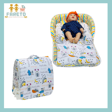 Fareto Baby Travel Friendly for Kids Portable Baby Comfortable Cushioning(0+6 Months)(GOOD NIGHT BLUE)