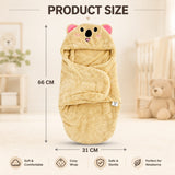 Fareto Hooded Baby Teddy Sleeping Bag – Ultra-Soft Fleece Swaddle Wrap for Newborns (0–6 Months) | Warm & Cozy Infant Blanket with Cute Ears(F642)