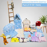 Fareto Baby Boy's & Girl's Semi Winter Hospital Essential Combo for New Born | Gift Pack | Baby Products | Maternity Essentials | Bedding Set (91 Items)(0-6 Months)(F617)