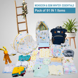 Fareto Baby Boy's & Girl's Semi Winter Hospital Essential Combo for New Born | Gift Pack | Baby Products | Maternity Essentials | Bedding Set (91 Items)(0-6 Months)(F634)