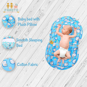 Fareto Combo of Baby Mattress with Net | Sleeping Bag | 4 Pcs Bedding Set(0-6 Months)
