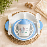Fareto Toddler Plates and Bowls Set - Dinnerware Kids Feeding Set with Divided Plate, Bowl, Cup, Fork, and Spoon - BPA Free, Dishwasher Safe, (3 Months-3 Year)(F559)