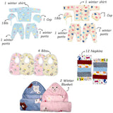 Fareto New Born Baby Hospital Essentials Twins Pack – Monsoon Season | 81-in-1 Complete Baby Gift Set with Bedding & Clothing | Soft Cotton Newborn Kit for Boys & Girls | 0–6 Months(F230)