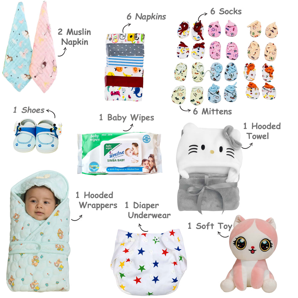 Fareto New Born 98 in 1 High Quality Premium Baby Winter Wear Set – Soft, Warm & Perfect Gift for Newborns(0-6 Months)(F680)