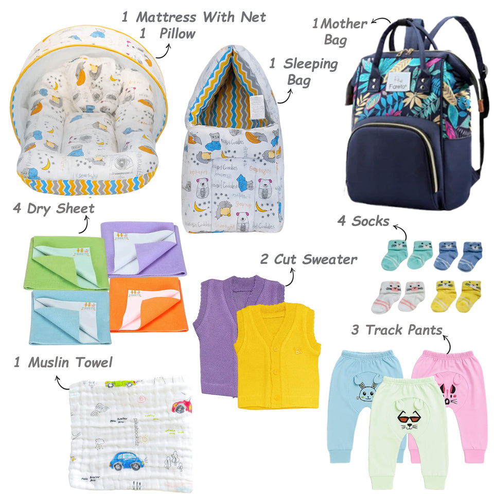 Fareto New Born 98 in 1 High Quality Premium Baby Winter Wear Set – Soft, Warm & Perfect Gift for Newborns(0-6 Months)(F680)