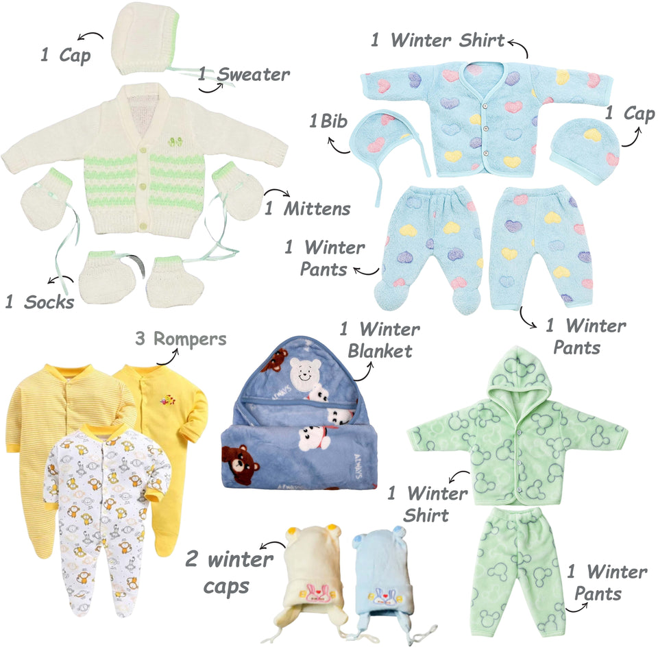 Fareto New Born 98 in 1 High Quality Premium Baby Winter Wear Set – Soft, Warm & Perfect Gift for Newborns(0-6 Months)(F680)