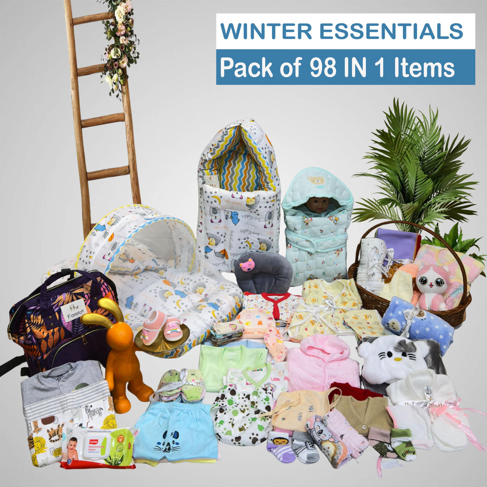 Fareto New Born 98 in 1 High Quality Premium Baby Winter Wear Set – Soft, Warm & Perfect Gift for Newborns(0-6 Months)(F680)