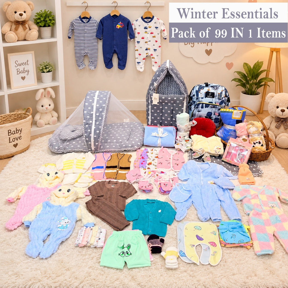 FARETO NEW BORN BABY PREMIUM QUALITY PURELY WINTER ESSENTIALS 99 IN 1 ( 0-6MONTHS)_NURSERY BAG(F479)