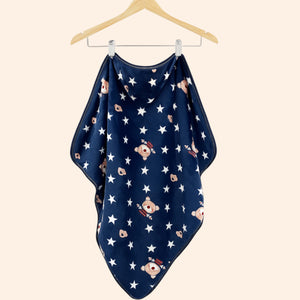 Fareto  Newborn Baby Super Soft Big Size Blanket for Boys & Girls | Hooded Flannel Wrapper for( 0-12 Months)  (92x85 CM) ( Pack of 1)(F599)