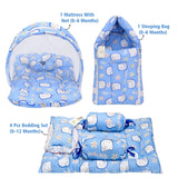 Fareto Combo of Baby Mattress with Net | Sleeping Bag | 4 Pcs Bedding Set(0-6 Months)(F159)