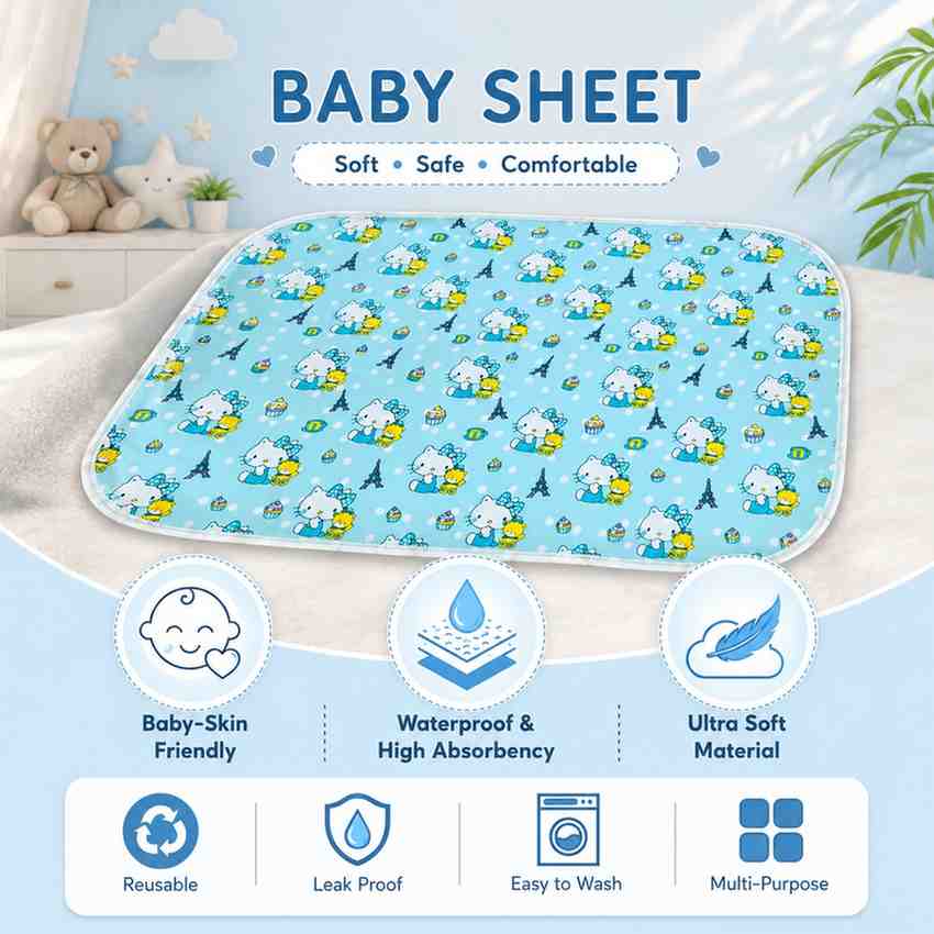 Fareto Nappy Changing Mat/Sleeping mats/Water Proof Bed Protector with Foam Cushioned for New Born Baby 4 Sheets (0-3 Months)(F115)