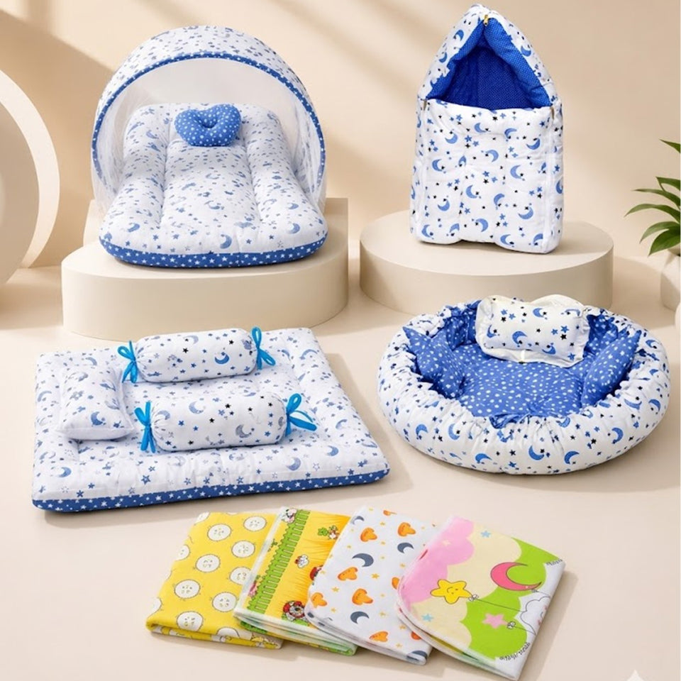 Fareto New Born Baby Bedding | Bed | Sleeping Bag | Essential (0-6 Months) (Pack of 15)(F50)