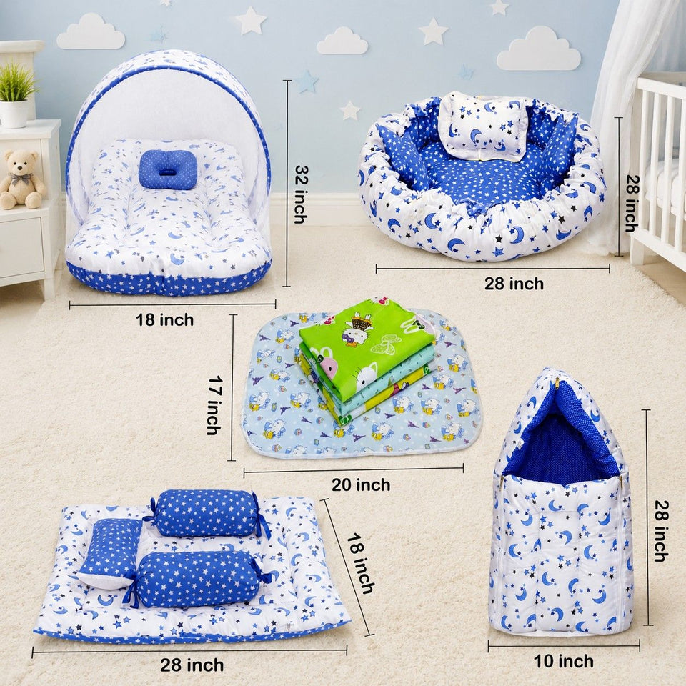 Fareto New Born Baby Bedding | Bed | Sleeping Bag | Essential (0-6 Months) (Pack of 15)(F50)