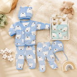 Fareto Newborn Baby Warm Winter Wear Clothes, 5 Pcs  Set Cotton Baby Boys Girls Unisex Baby  Flannel Suit, Infant Clothes, First Gift (Pack of 2)(0-3 Months)(Colour & Designs will be sent as per stock availability)(F645)