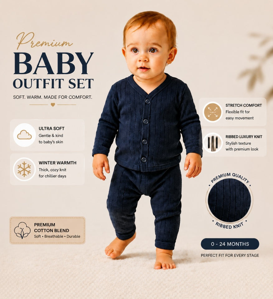 Fareto Baby front open winter suit thermal set (Pack of 3) Colours may vary(F174)