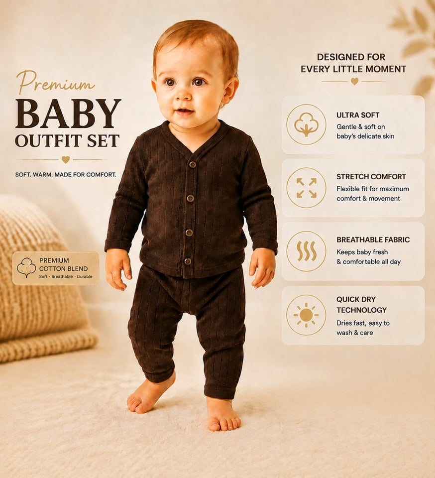 Fareto Baby front open winter suit thermal set (Pack of 3) Colours may vary(F174)
