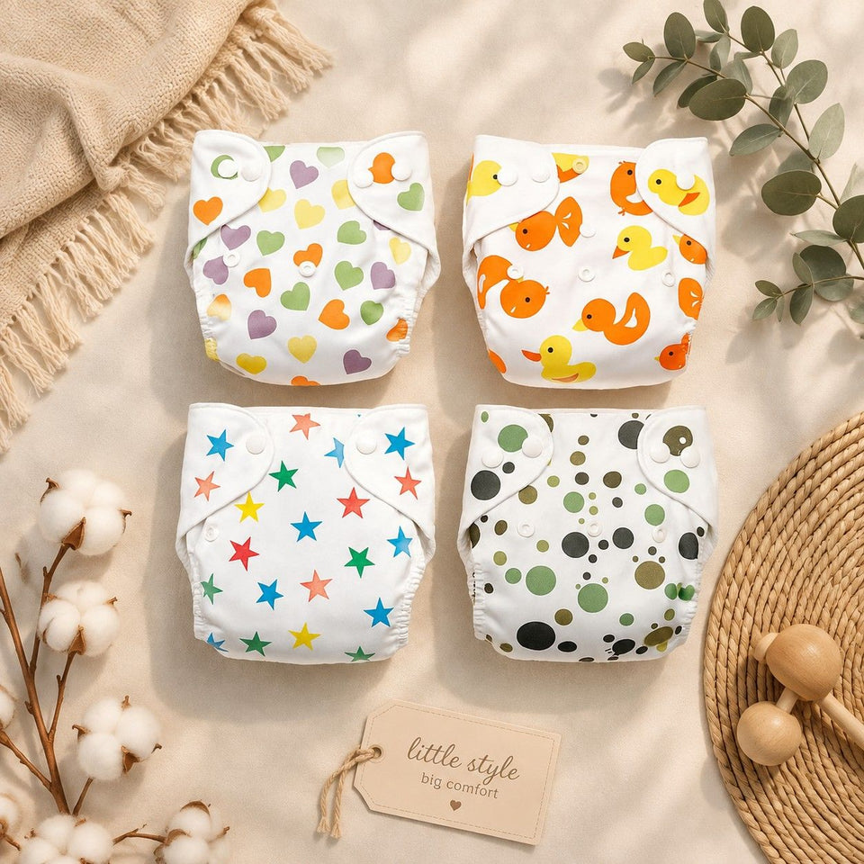 Fareto Baby Reusable Diaper Underwear (Pack of 4) – Soft & Comfortable Training Pants for Babies (0–3 Year) | Designs Will Be Sent as Per Stock Availability(F686)