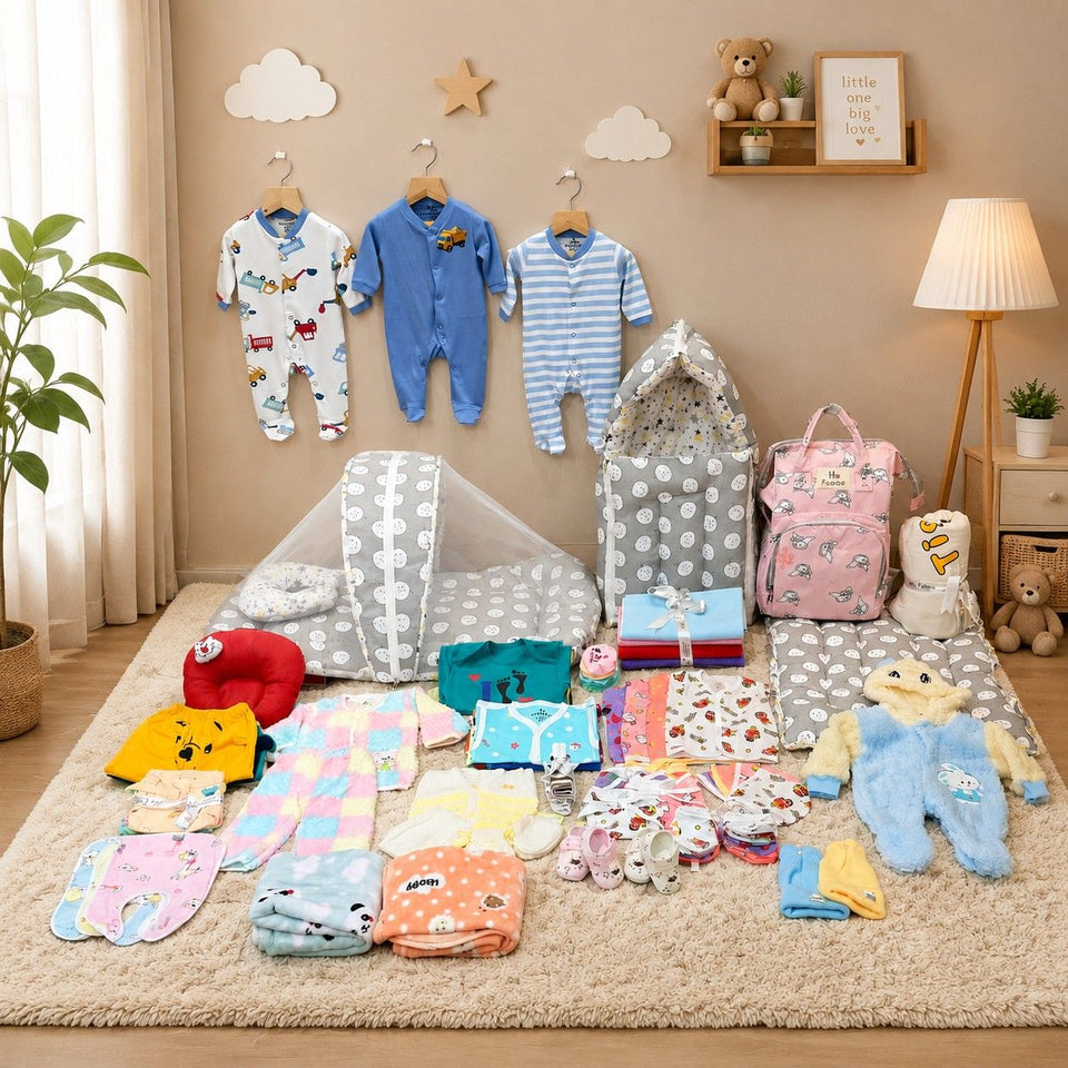 FARETO NEW BORN BABY PREMIUM QUALITY PURELY WINTER ESSENTIALS 84 IN 1 ( 0-6MONTHS)(F454)
