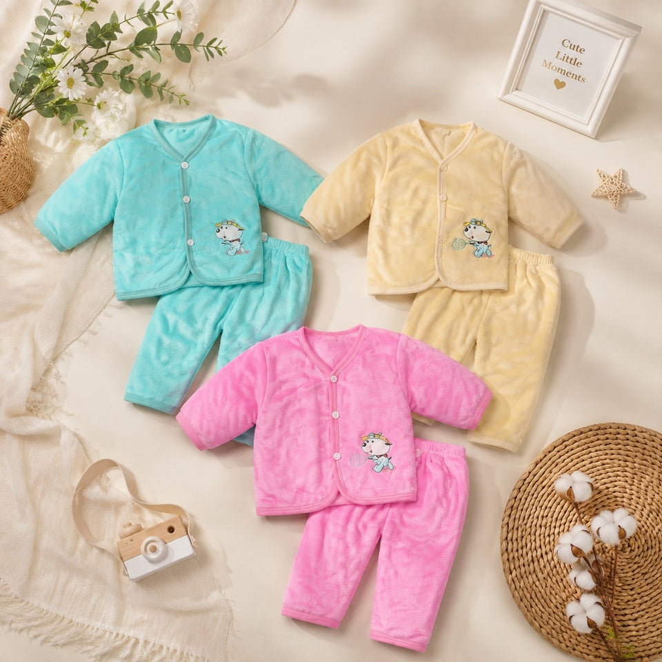 Fareto Monsoon season Clothing Set Shirts and Pyjama (Pack of 3)(0-3 Months)(F29)