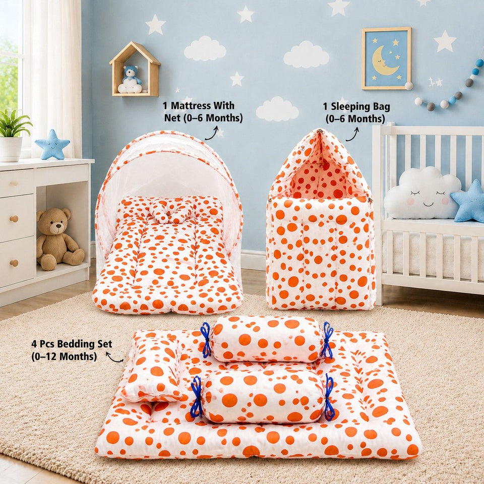 Fareto Baby Polka Dots Complete Sleeping Essential All in One Pack(0-6 Months)(F157)